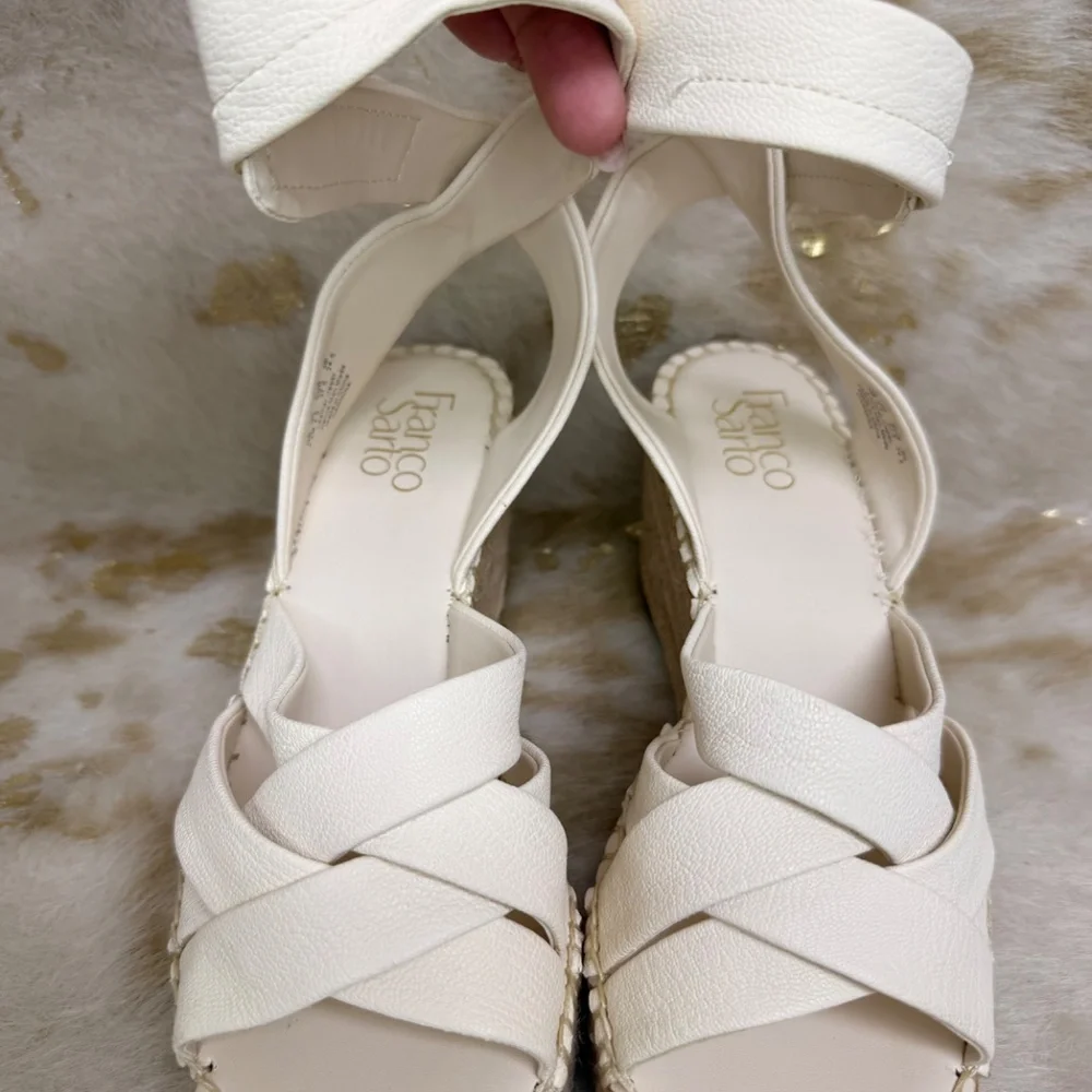 Franco Sarto Carmina Espadrille Wedge Sandals Women Sz 7. 5 Excellent Ivory